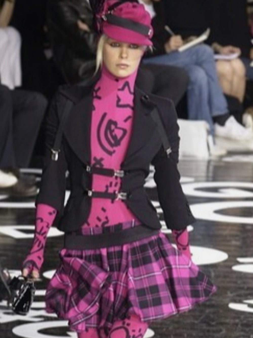 Women’s Dolce & Gabbana Runway plaid black and pink skirt